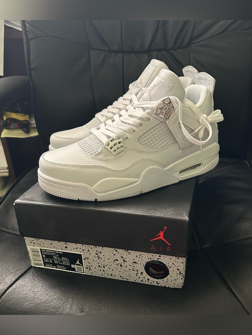 NIB Air Jordan White Leather Retro 4 Sneakers